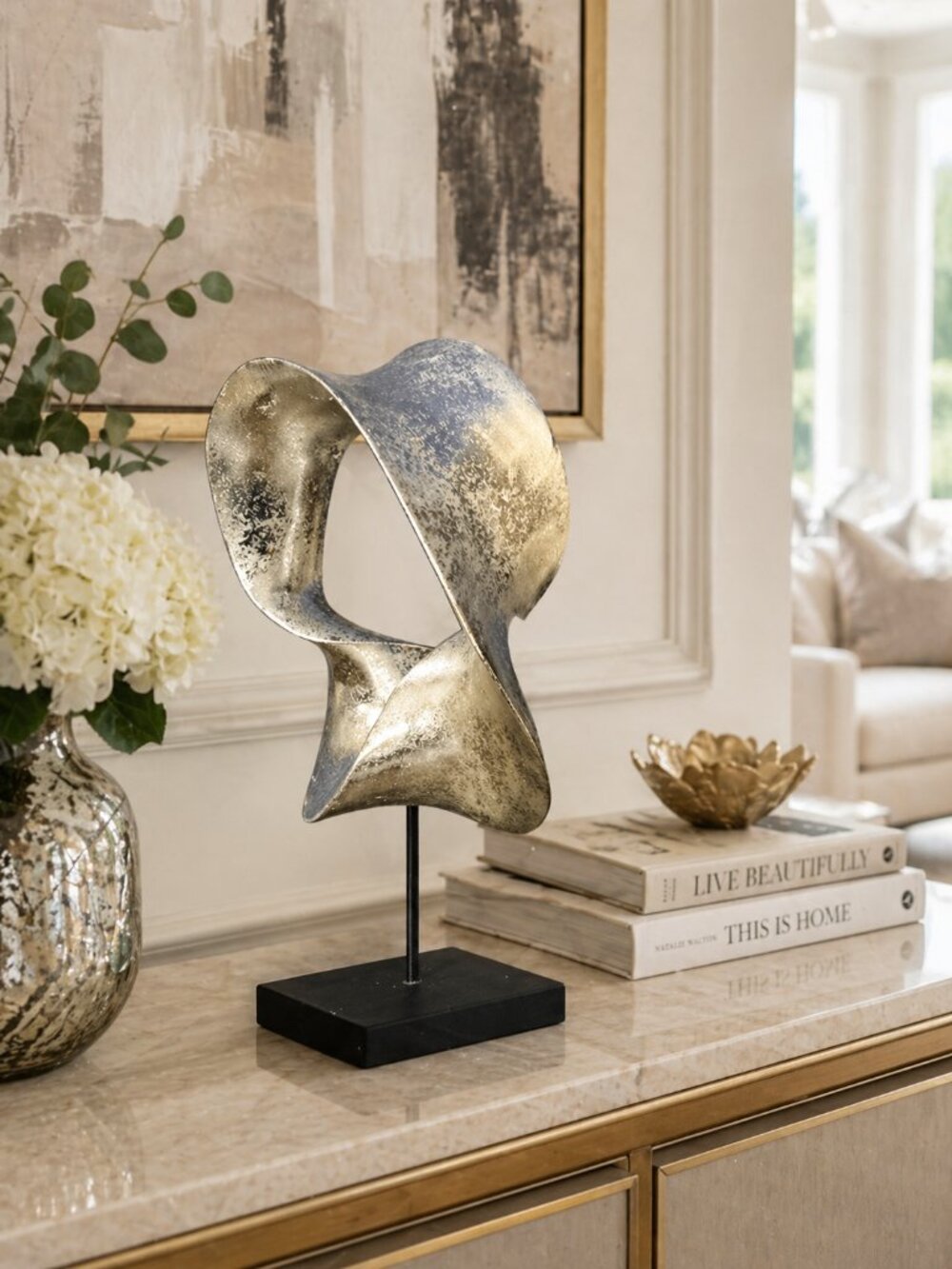 Modern Abstract Metal Sculpture Table Decor